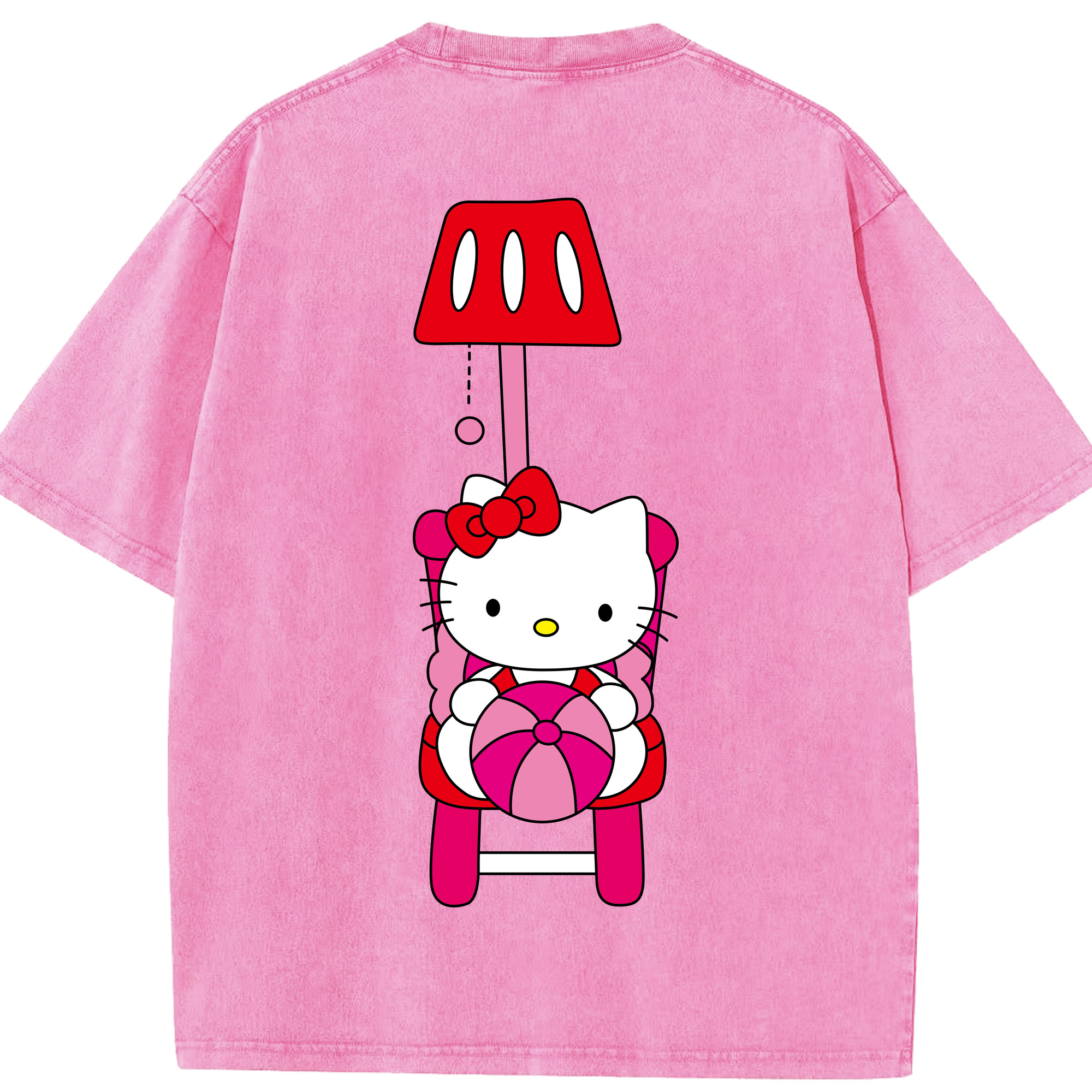 （画像用） Hello Kitty ハローキティ 綿100% ヴィンテージ風 半袖Tシャツ（背面プリント）